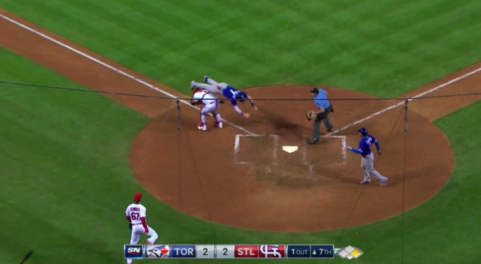 Blue Jays’ Chris Coghlan was going to do anything he could to not get thrown out at home