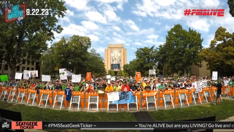 A “Fuck Ohio” chant broke out in front of Touchdown Jesus