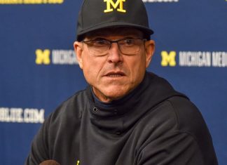 Michigan paid tribute to Jim Harbaugh who’s suspended for cheating 🙄