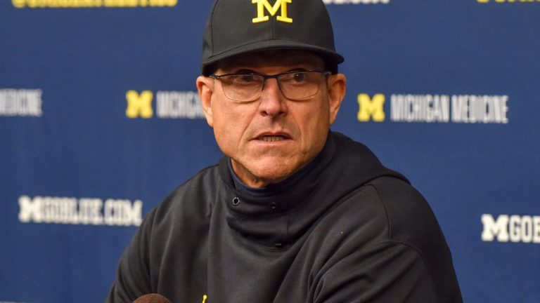 Michigan paid tribute to Jim Harbaugh who’s suspended for cheating 🙄