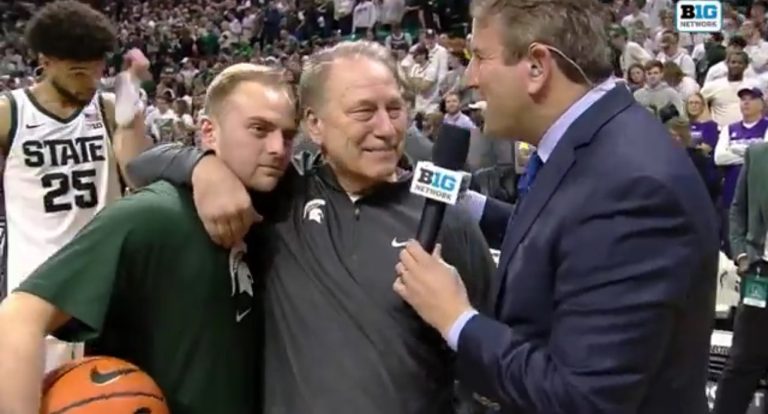Tom and Steven Izzo during senior night at Michigan State.
