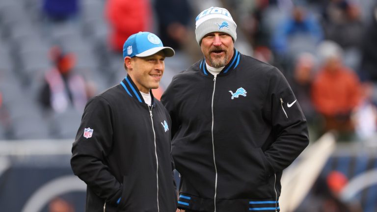 Ben Johnson and Dan Campbell of the Detroit Lions.