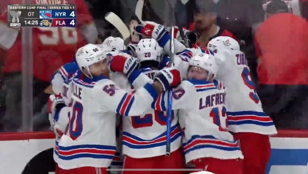 The New York Rangers win again in OT.