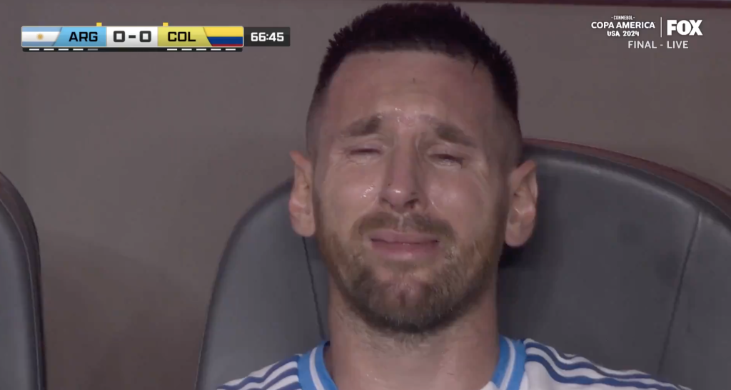 Lionel Messi in tears.