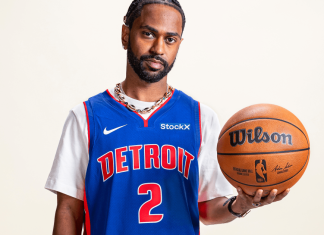 Big Sean and the Pistons reveal new jersey patch for the upcoming season Pistons and Big Sean.