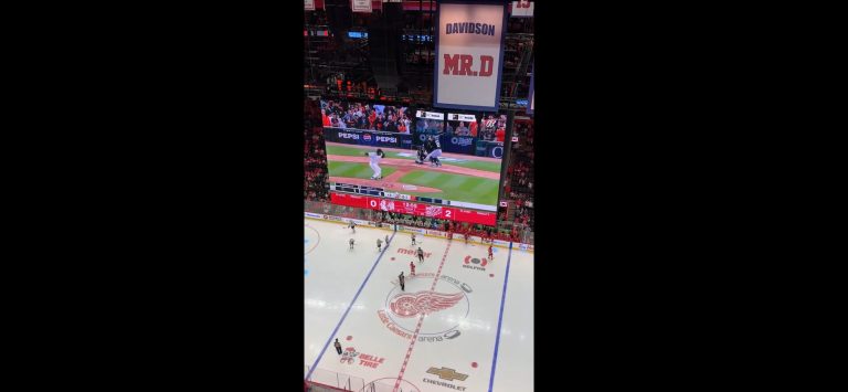 WATCH: The Red Wings show the Tigers’ final out on the LCA big screen