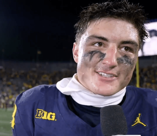 That Michigan and Michigan State rivalry is alive and well Michigan tight end Colston Loveland.