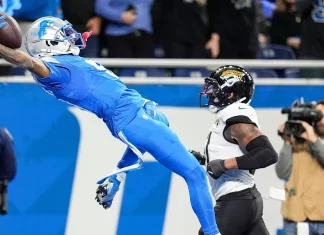 Jamo fined for crotch grab celebration as the NFL uses the image as their YouTube thumbnail for Week 11 highlights Lions' Jameson Williams "Beastquake" Celebration.