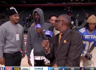 The Lions crash the Pistons postgame 😂