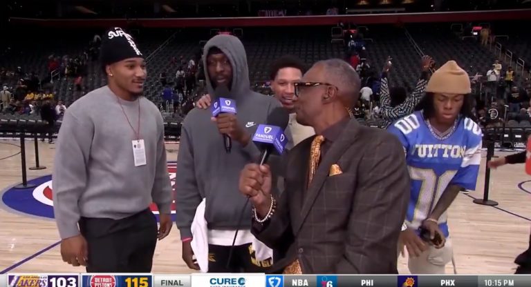 The Lions crash the Pistons postgame 😂