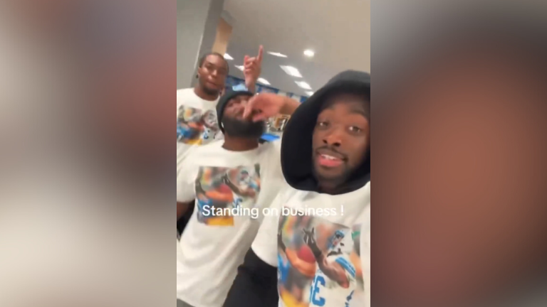 The Lions’ secondary are all wearing Brian Branch middle finger shirts