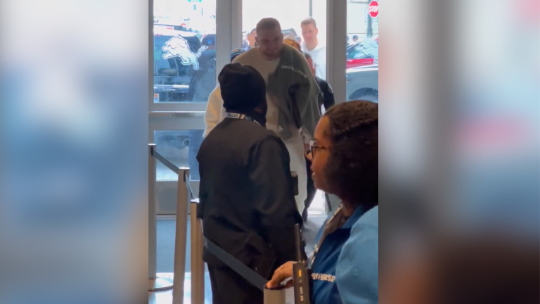 Lions: Aidan Hutchinson arrives at Ford Field