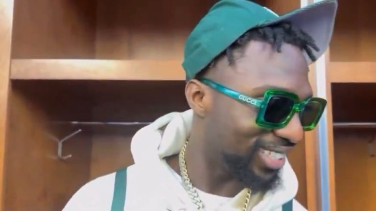 Kerby Joseph on “Mac N Cheese” Tucker Kraft after the Lions win. 😂 🧀