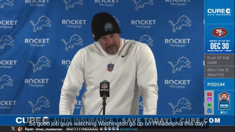 The Lions’ locker room erupts after Washington scores the go-ahead TD over Philadelphia