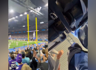 Jahmyr Gibbs drilled a fan in the dome after his record-breaking TD 👀