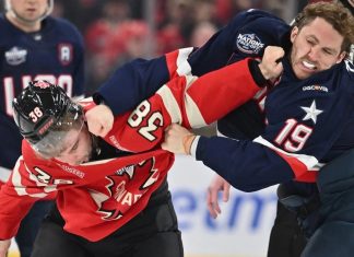WATCH: Three fights in nine seconds as USA tops Canada in the Four Nations Faceoff