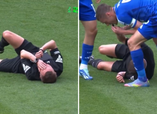 WATCH: Jamie Vardy blows the whistle to stop play when the ref went down 😂