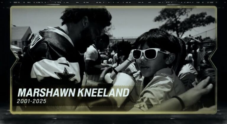 The Raiders give a moment of silence for the Cowboys’ Marshawn Kneeland