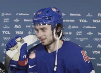 Quinn Hughes praises his “mentor” Dylan Larkin 🙌 Quinn Hughes of Team USA.