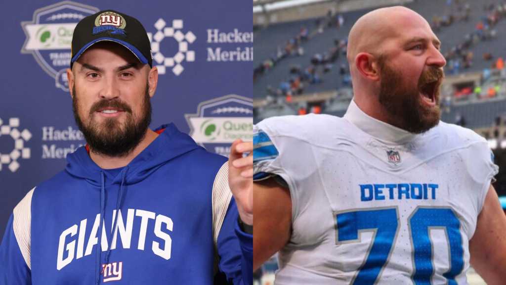 Detroit Lions coaches Mike Kafka and Dan Skipper.